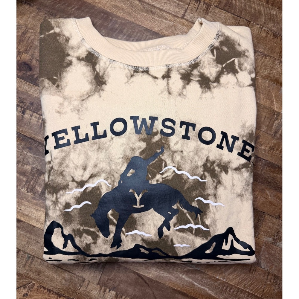Yellowstone Dutton Ranch Tie Dye Sweatshirt Mens Large Tan Brown LS 6073YELPP02